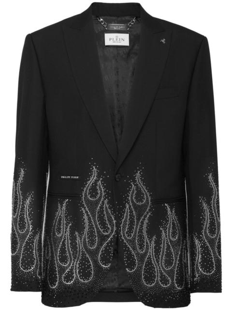 rhinestone-flame embellished blazer