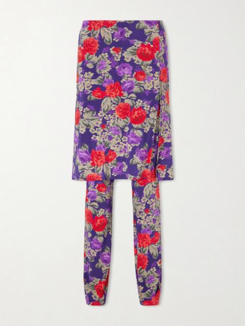 Intessa Floral-print Stretch-jersey Midi Skirt And Pants Set