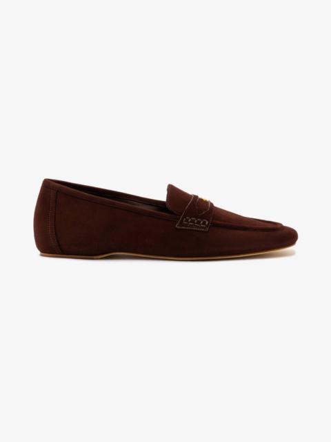Suki Flat Loafer In Brown Suede