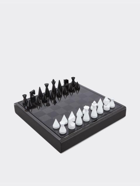 Chessboard in wood and carbon fibre