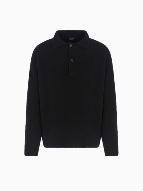LONG-SLEEVED STRETCH POLO SHIRT IN CASHMERE AND SILK