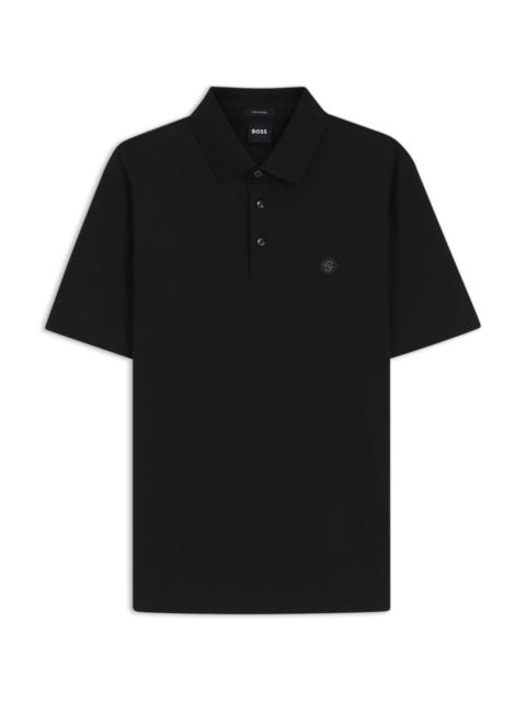 MERCERIZED-COTTON POLO SHIRT WITH DOUBLE MONOGRAM