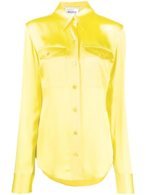 button-up satin shirt