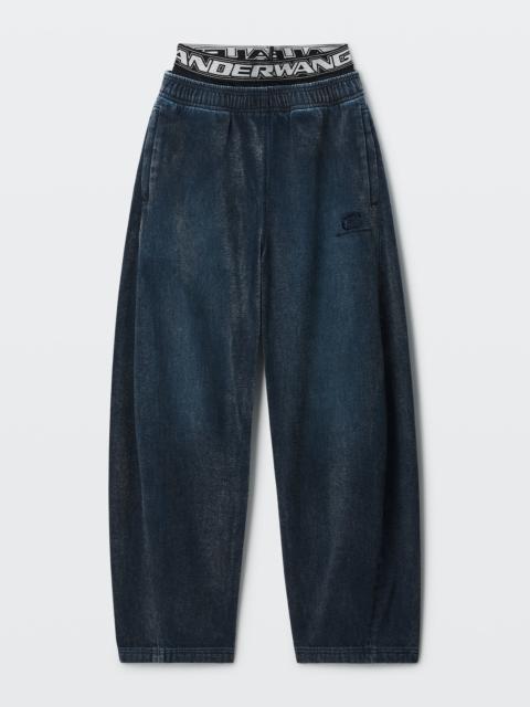 LOGO ELASTIC BRUSHED DENIM SWEATPANT
