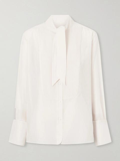 The Quiet Type Pussy-bow Cotton And Silk-blend Shirt