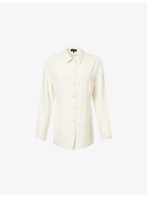 Sculpted-Seams Collared Woven Shirt