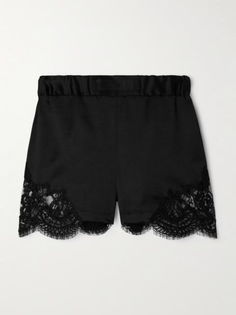 Lace-paneled Satin Shorts
