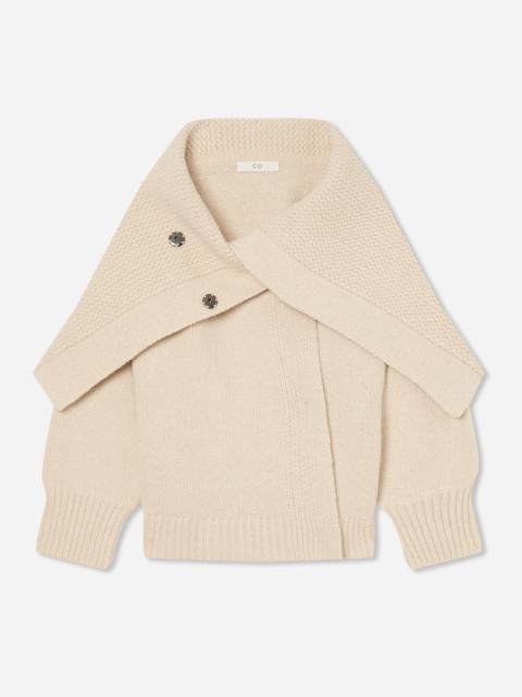 Funnel Neck Knit Cardigan in Wool Cashmere