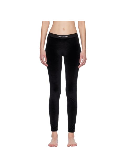 Black Stretch Lustrous Velour Signature Leggings