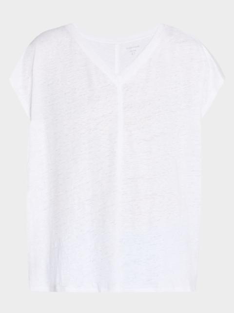 Boxy V-Neck Organic Linen Tee