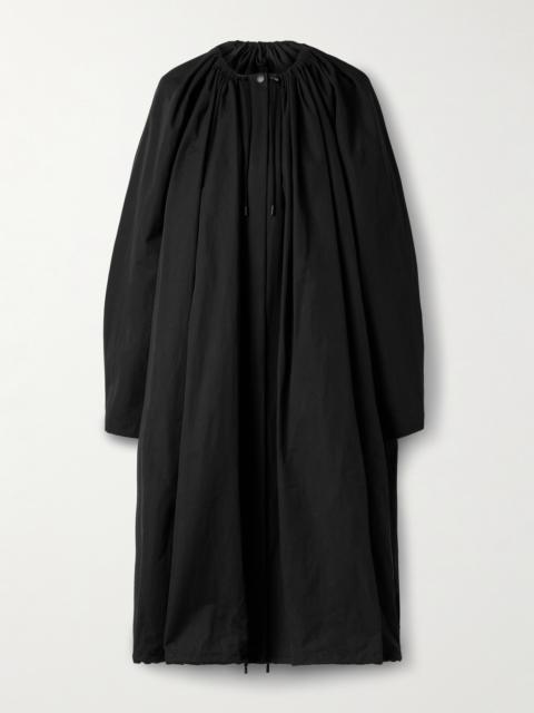 Oversized Gathered Organic Cotton-blend Coat