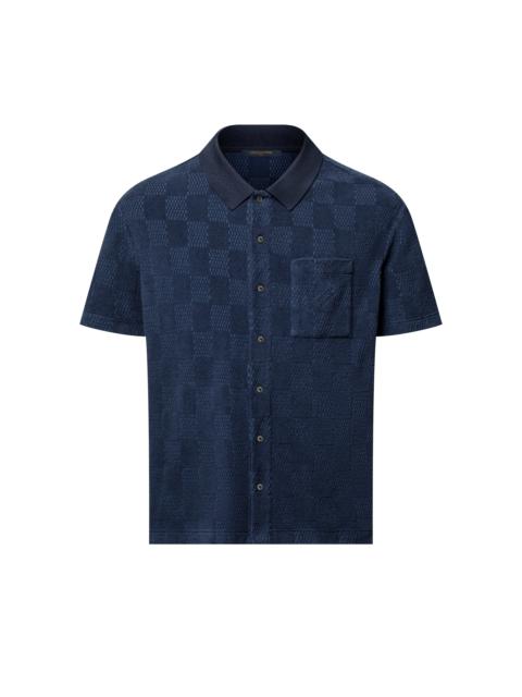 Damier French Terry Short-Sleeved Cotton-Blend Shirt
