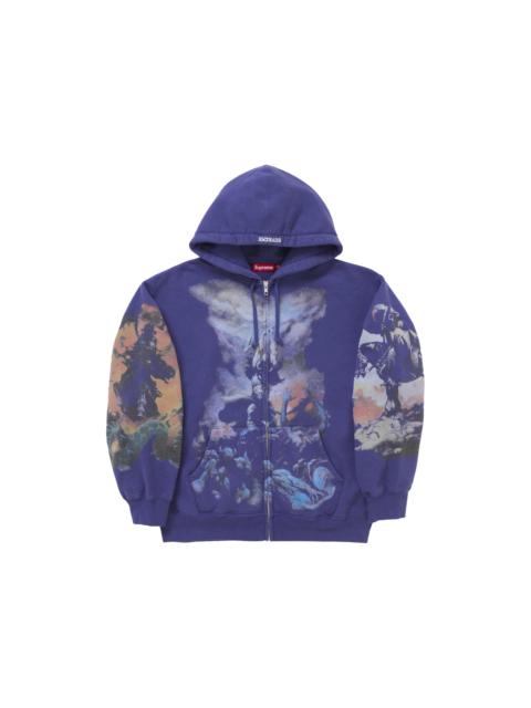 Supreme Frazetta Zip Up Hooded Sweatshirt Washed Navy