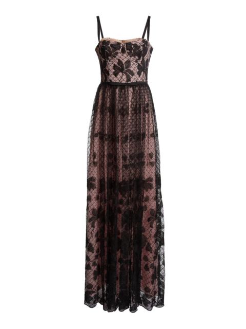 Embroidered Tulle Gown black