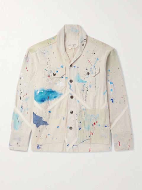 Shawl-Collar Paint-Splattered Cotton-Canvas Overshirt