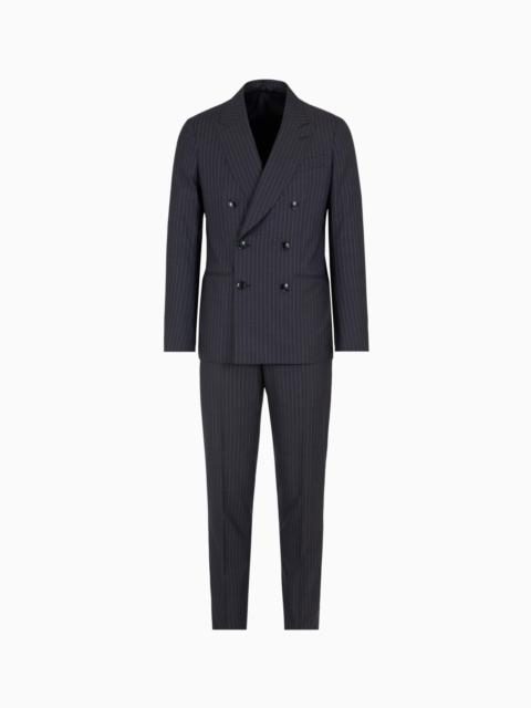 NAPOLI LINE DOUBLE-BREASTED PINSTRIPED SUIT IN VIRGIN WOOL