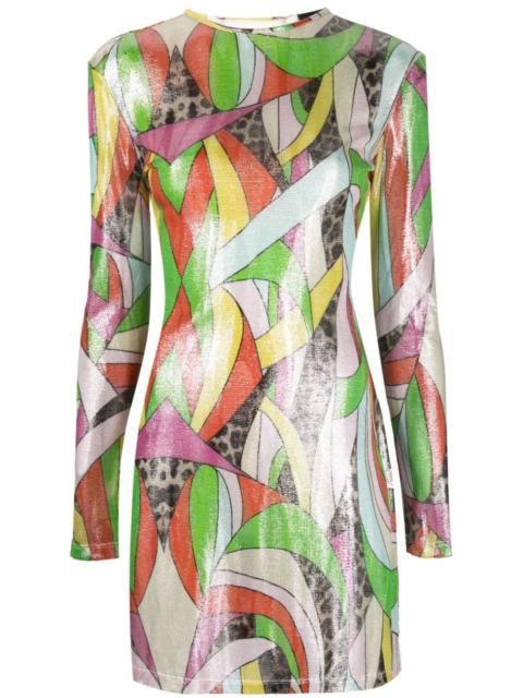 mix-print knitted minidress