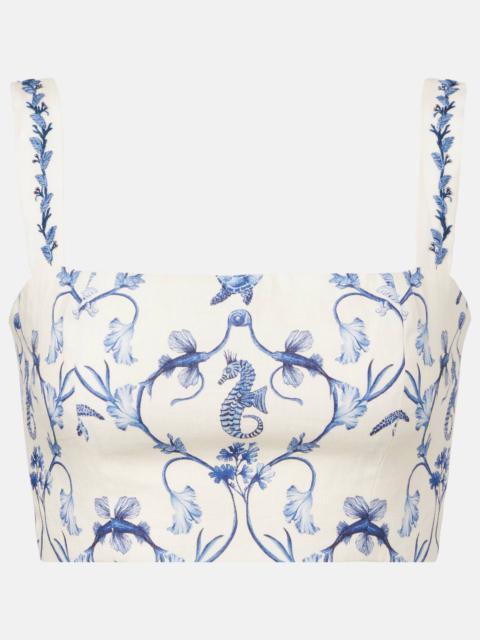 Cacao floral linen crop top