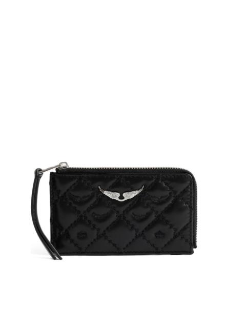 quilted logo-plaque cardholder