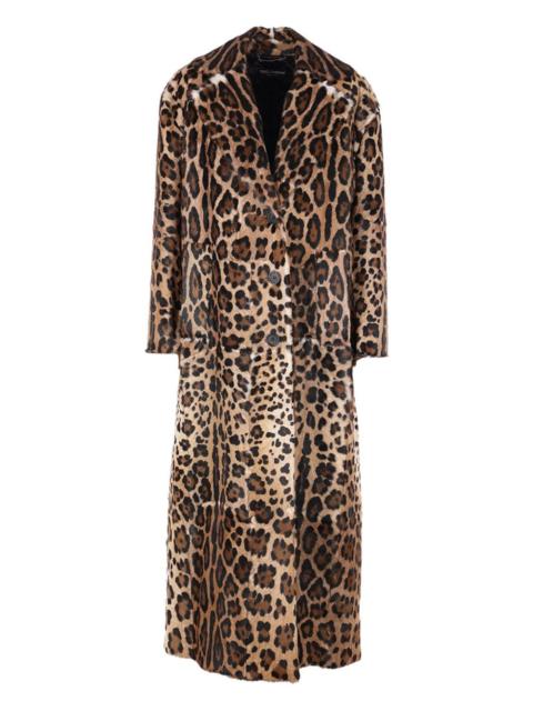 leopard-print buttoned-up coat
