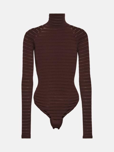 Striped turtleneck bodysuit