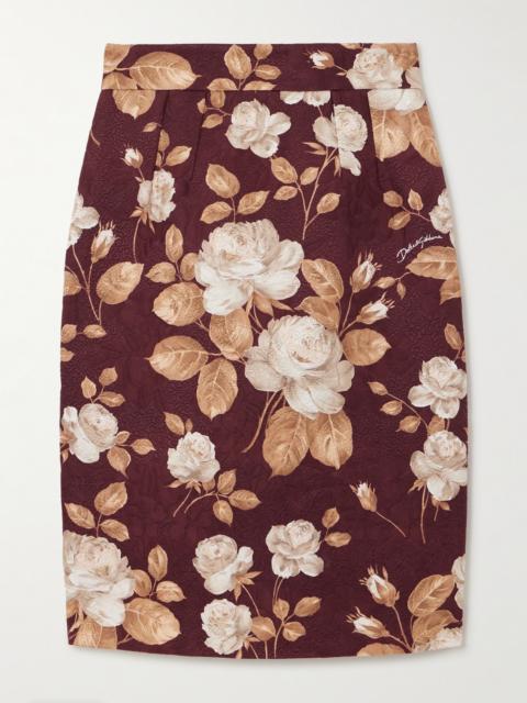 Floral-print Cotton-blend Jacquard Skirt