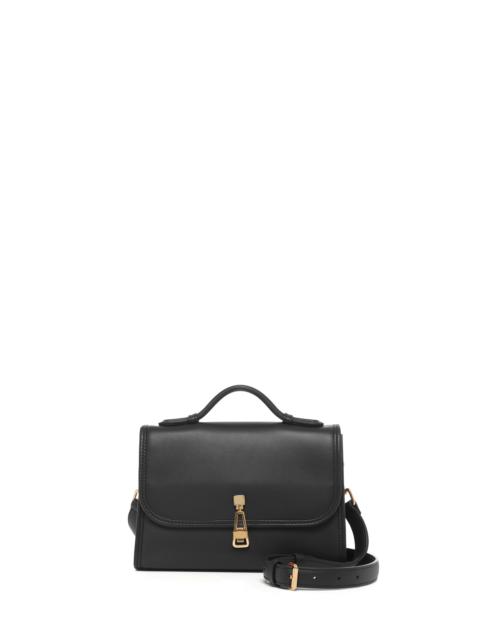 Small Leonora Flap Bag in Black Nappa Leather