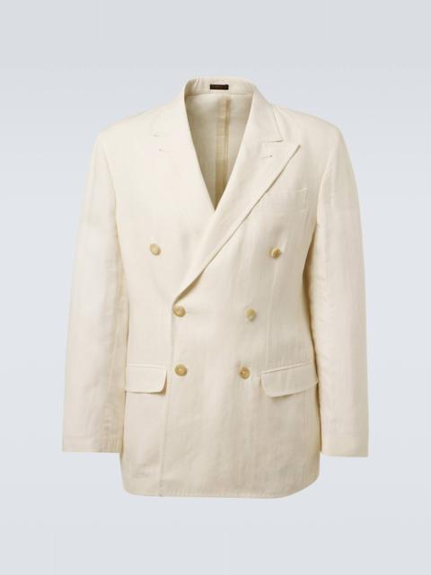 Double-breasted linen blazer