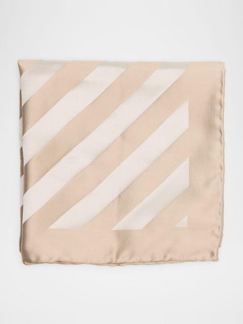 Men's Double-Face Wide Stripe Silk Pocket Square