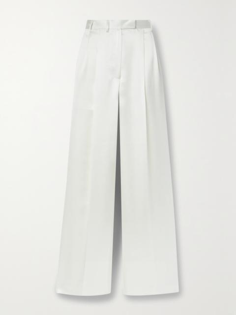 Pleated Satin Wide-leg Pants