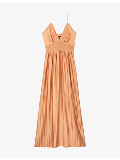 V-Neck Shirred-Waist Woven Maxi Dress
