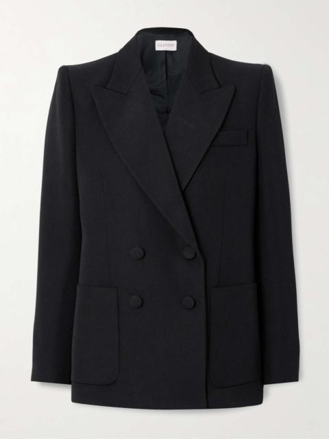 Double-breasted grain de poudre wool blazer Black