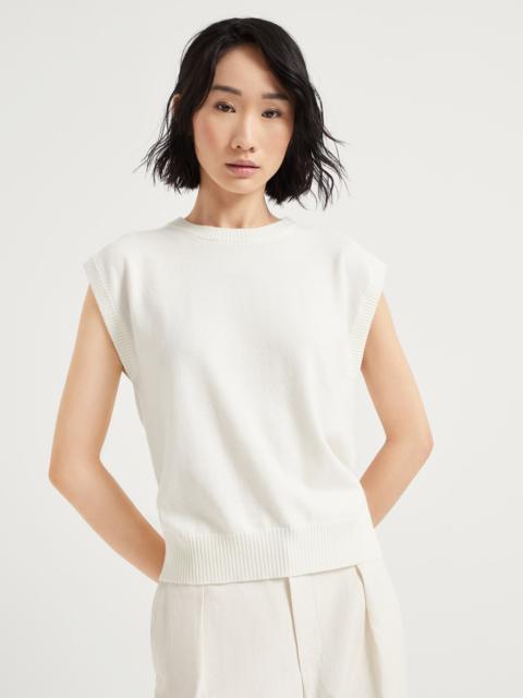 Cashmere sweater vest with monili