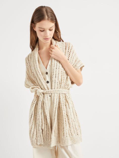 Dazzling silk and linen openwork rib cardigan