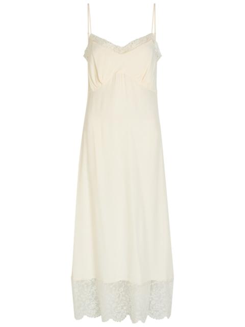 Simone Rocha Lace-trimmed Crepe-de-chine Midi Dress