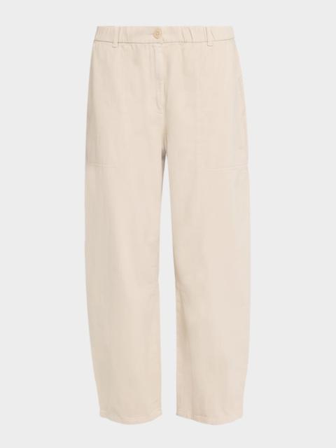 Cropped Organic Cotton-Blend Lantern Pants