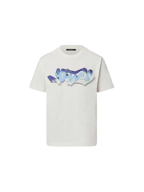 Louis Vuitton 3D LV Graffiti Embroidered T-Shirt White Blue