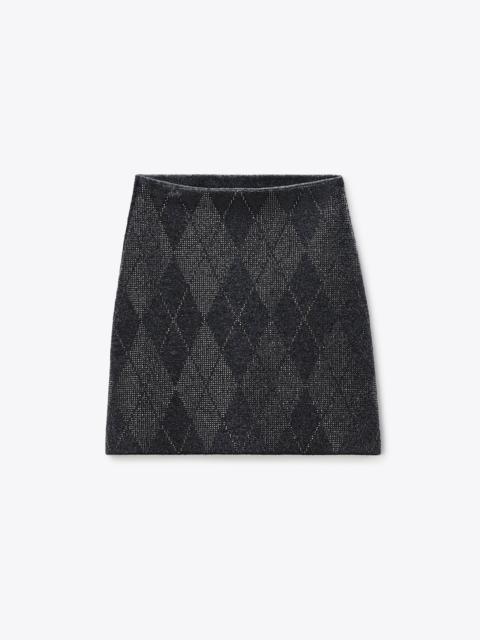 Crystal Hotfix Argyle Wool-Blend Tennis Skirt