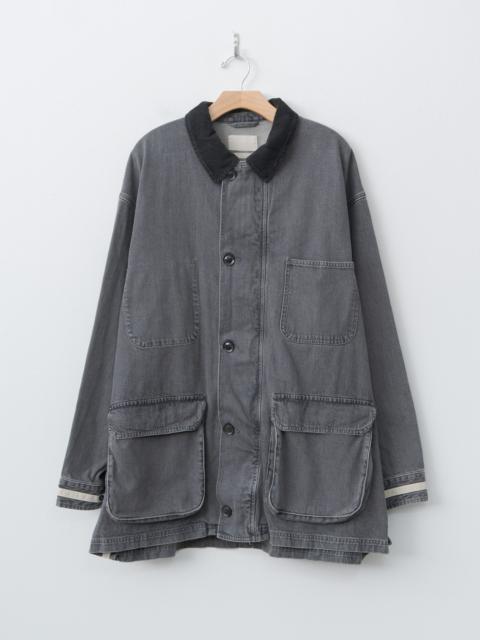 Vintaged Denim Coverall Half Coat - Black