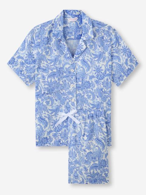 Women's Short Pajamas Linen White Jungle Paisley Print
