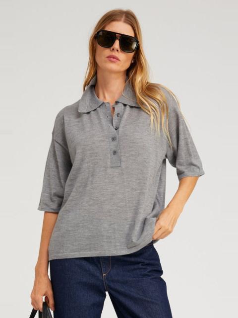 GREY CASHMERE OVERSIZED POLO