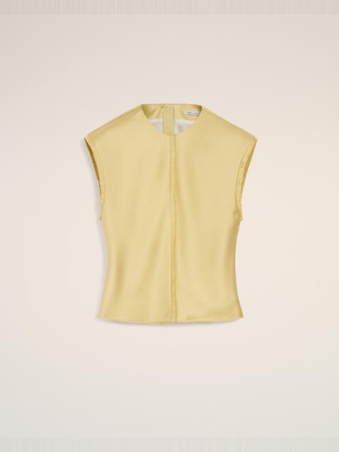 GREEN SLEEVELESS RAW EDGE DETAILS TOP