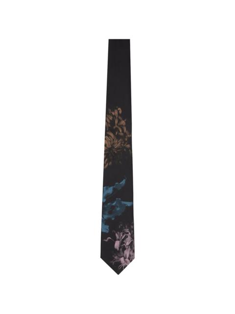 Black Floral Tie