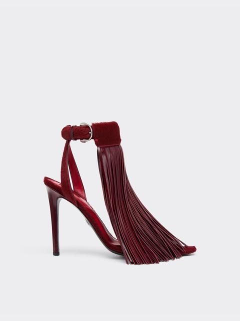 Leather and cowhide sandals with fringes