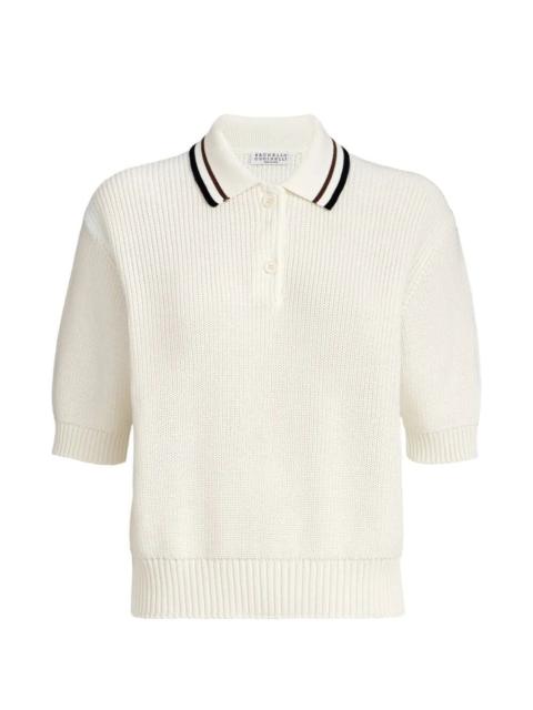 Rib Knit Polo Sweater