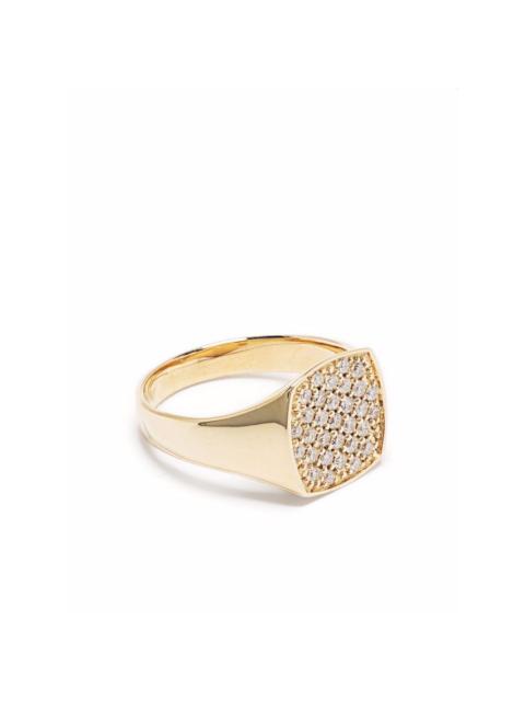 9kt yellow gold mini cushion diamond ring