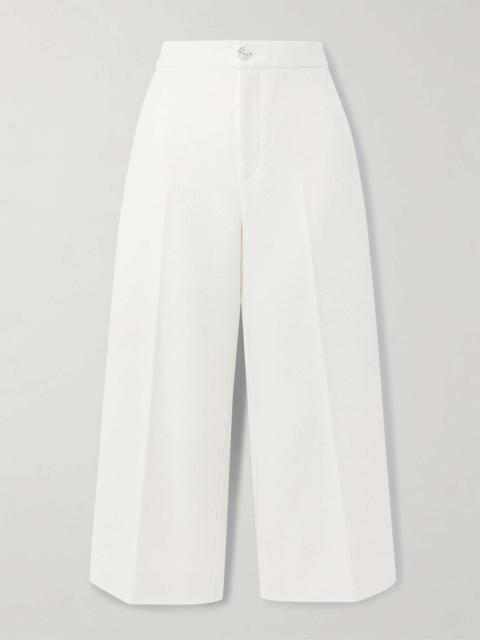 Wool-blend bouclé wide-leg pants Off-white