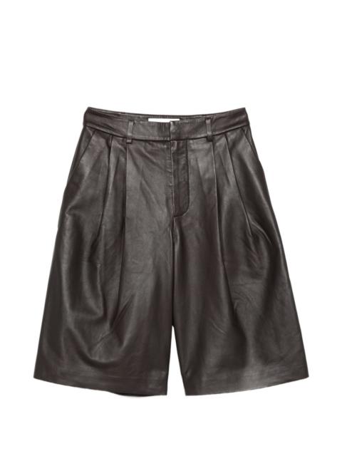 pleated leather shorts