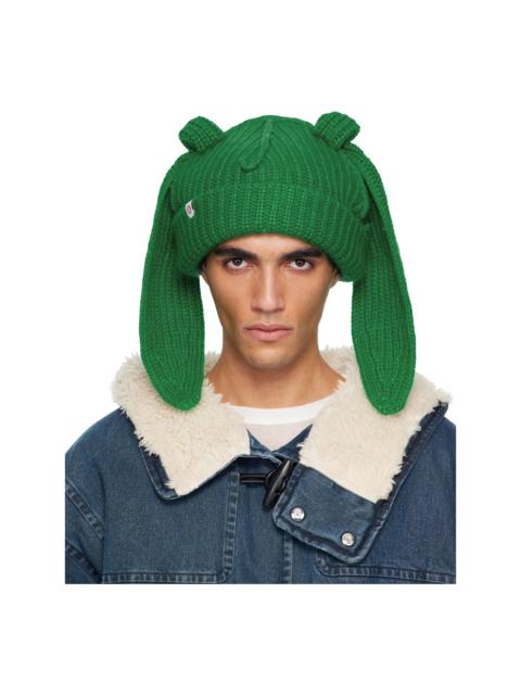 Green Mohair Chunky Rabbit Beanie