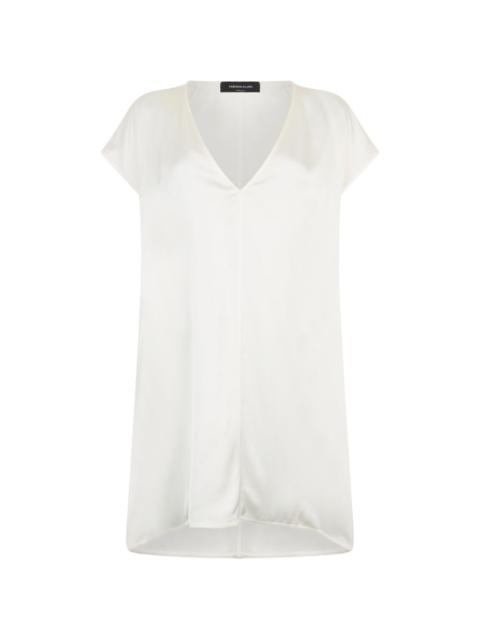 V-neck satin midi dress